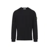 Stone Island Organic Cotton Crew Neck Sweater With English Ribs Knitwear Blue In Black
