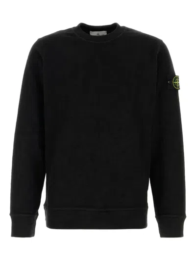 Stone Island 6100008 Brushed Organic Cotton Fleece Sweatshirt In Black