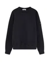 Stone Island Classic Crew Neck Sweater With Logo Patch Detail In Black