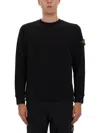 Stone Island Crew Neck Sweater Ribbed Cuffs In Black