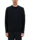 Stone Island Compass-patch Concealed-fastening Coat In Blue