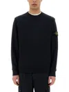 Stone Island Compass-patch Concealed-fastening Coat In Blue