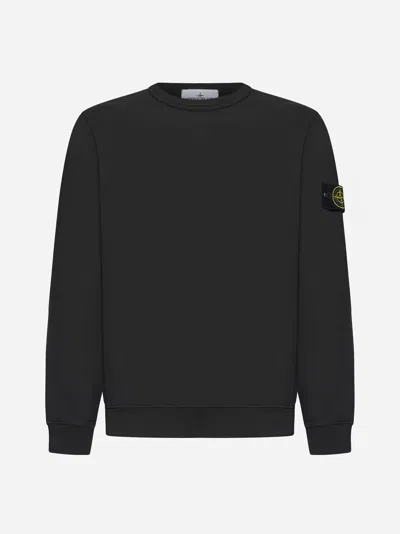 Stone Island Logo Cotton Sweatshirt In Lead