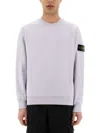 Stone Island Crewneck Cotton Sweatshirt In Lilac