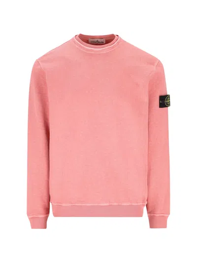 Stone Island Cotton Sweatshirt In Pink