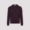 Stone Island Crew Neck Wool Sweater With Ribbed Texture In Purple