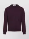 Stone Island Crew Neck Wool Sweater With Ribbed Texture In Burgundy