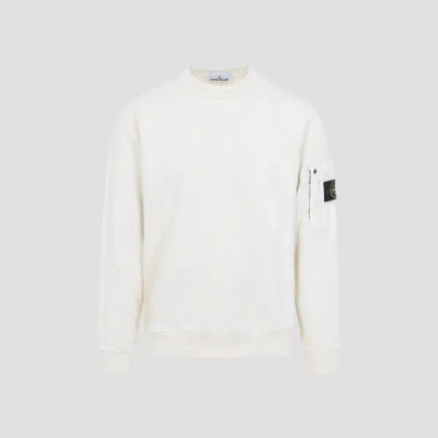 Stone Island Regular Fit Crew Neck Sweatshirt With Elasticated Edges In White