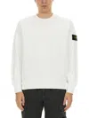Stone Island Compass Patch Crewneck Sweatshirt In White
