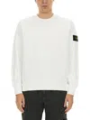 Stone Island Compass Patch Crewneck Sweatshirt In White
