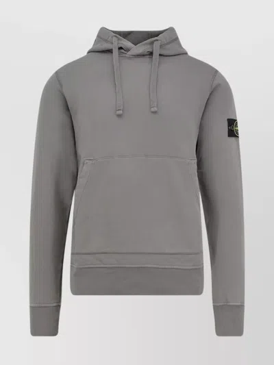 STONE ISLAND COTTON SWEATSHIRT WITH HOOD AND KANGAROO POCKET