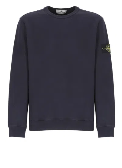 Stone Island Cotton Sweatshirt With Iconic Logo Patch In Black