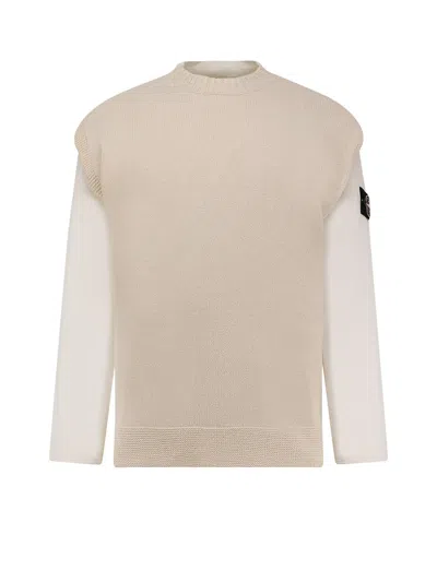 STONE ISLAND COTTON SWEATSHIRT WITH KNITTED INSERT