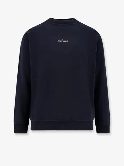 Stone Island Cotton Sweatshirt With Logo In Black