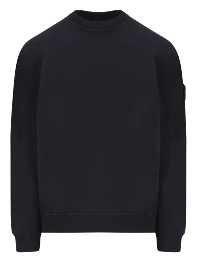 Stone Island Cotton Sweatshirt With Patch Pockets In Black