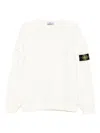 Stone Island Logo Cotton Crewneck Sweatshirt In White