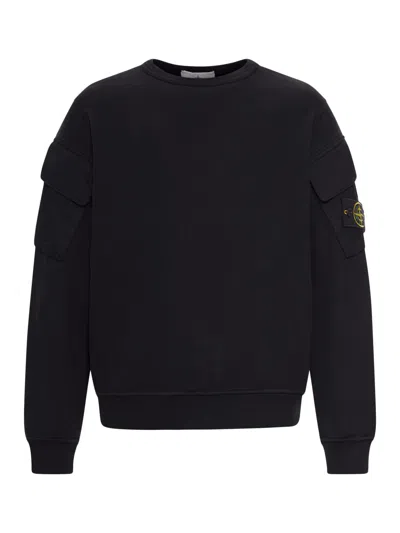 STONE ISLAND COTTON SWEATSHIRT WITH POCKETS ON THE SLEEVES