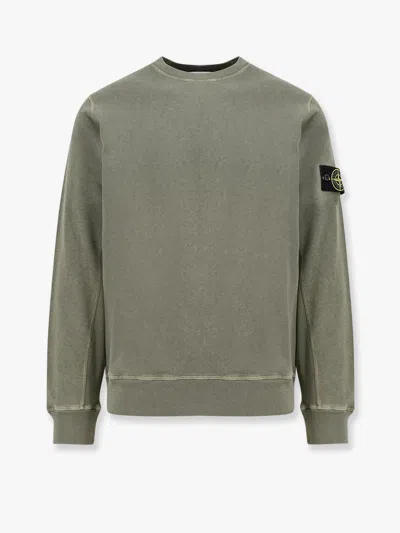 Stone Island Cotton Sweatshirt With Removable Iconic Patch In Green