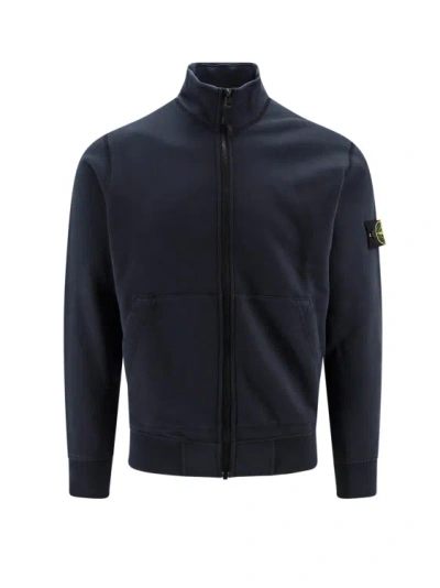 Stone Island Cotton Sweatshirt With Removable Logo Patch In Black