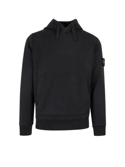 Stone Island Cotton Sweatshirt With Removable Logo Patch In Black