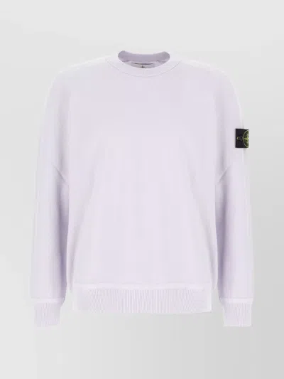 STONE ISLAND COTTON SWEATSHIRT WITH RIBBED CUFFS AND HEM