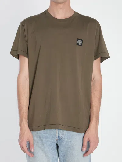 Stone Island Cotton T-shirt With Logo In Brown