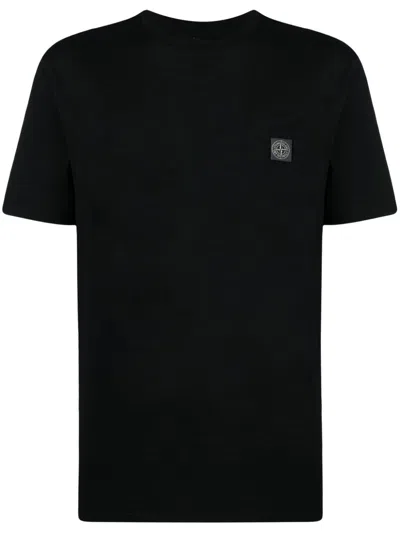 Stone Island Cotton T-shirt With Logo In Black