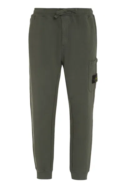 Stone Island Compass-badge Cotton Track Pants In Green