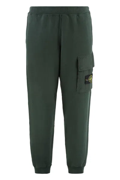 Stone Island Organic Cotton Cargo Track Pants In Green