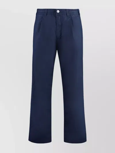 Stone Island Cotton Trousers Belt Loops In Blue