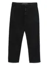Stone Island Black Brushed Organic Cotton Canvas Old Effect Trousers In Blue