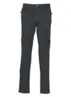 Stone Island Logo Cotton Slim Trousers In Grey