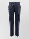 Stone Island Cotton Trousers With Cargo Pockets And Belt Loops In Blue