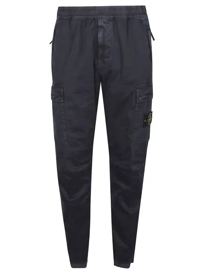 Stone Island Cotton Trousers With Logo In Blue