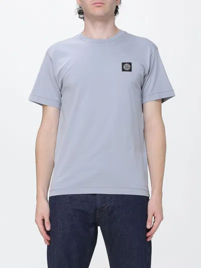 Stone Island Cotton T-shirt With Compass Logo Patch On The Chest In Blue