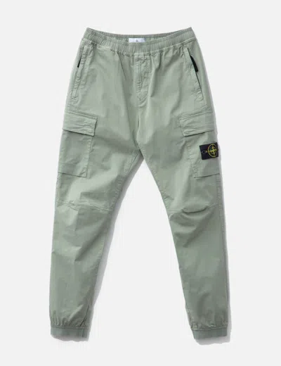 Stone Island Cotton Twill Cargo Pants In Green