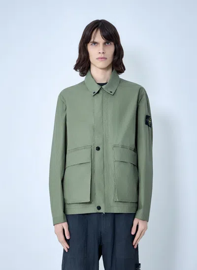Stone Island Cotton Twill Field Jacket In Green