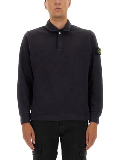 Stone Island Cotton Vanisé Polo Shirt In Blue