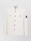 Stone Island Cotton Velvet Overshirt Buttoned Pockets In Neutral