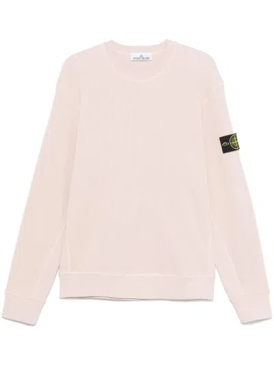 Stone Island Cotton Waffle Fleece Crewneck Sweater Clothing In Beige