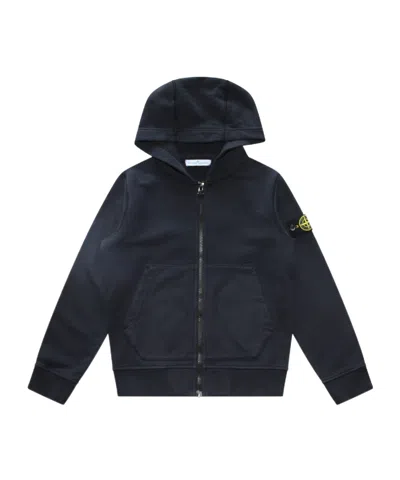 Stone Island Cotton Zipped Hoodie In Blue