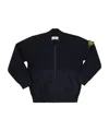 Stone Island Cotton Zippered Bomber Jacket In Blue