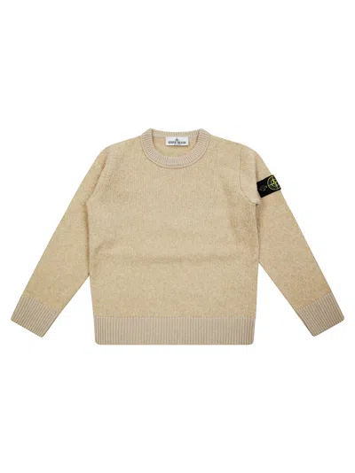 Stone Island Cozy Boucle Sweatshirt With Logo Badge - Kids Size In Multi