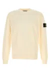 Stone Island Ivory Ribbed Knit Sweater With Crew Neckline In Neutral