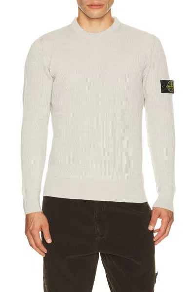 Stone Island Wool Crewneck Sweater Ribbed Trims In Neutral