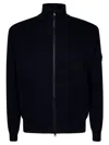 Stone Island Compass-patch Zip-up Cardigan In Blue
