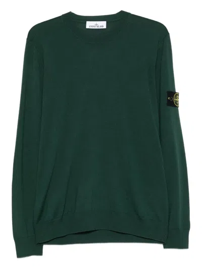 Stone Island Military Green Wool Blend Sweater