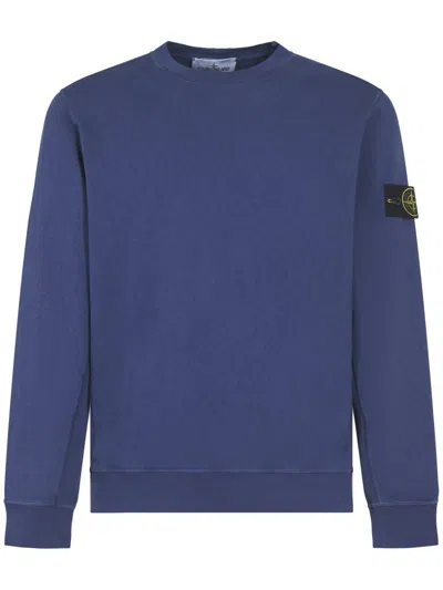 Stone Island Classic Crew Neck Knit Sweater In Blue