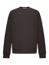Stone Island Crew Neck Sweater Ribbed Finish In Brown