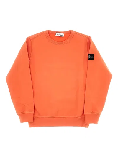 Stone Island Crew-neck Cotton Sweatshirt In Orange
